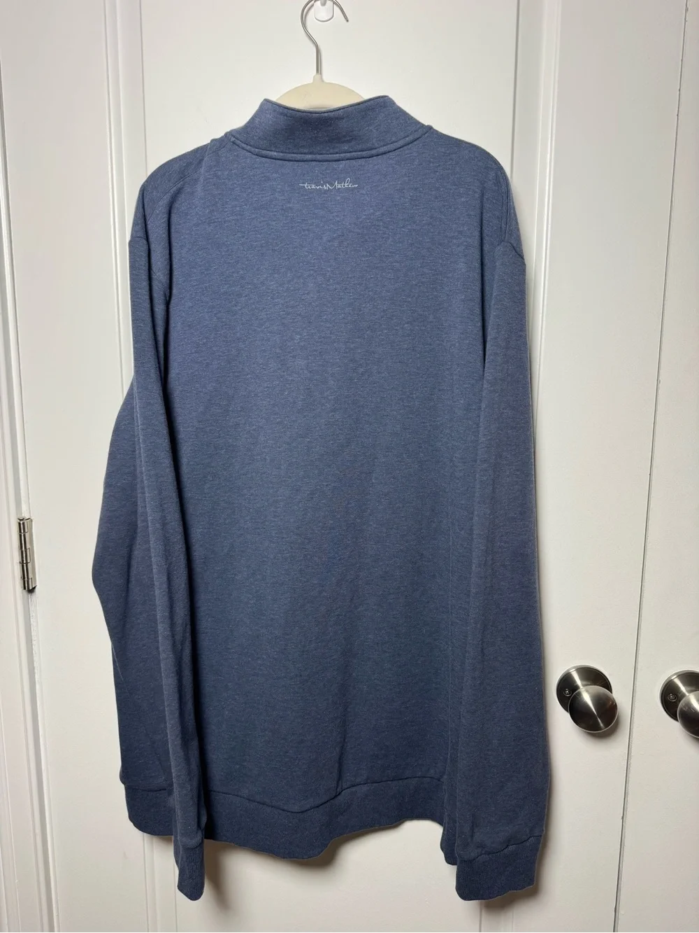 Travis Mathew Men’s XXL Blue Heather Quarter-Zip Fleece Golf Pullover